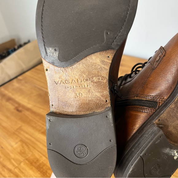 Vagabond Amina Brown Leather Side Zip Lace Up Ankle Boots Size 39 - Picture 10 of 10